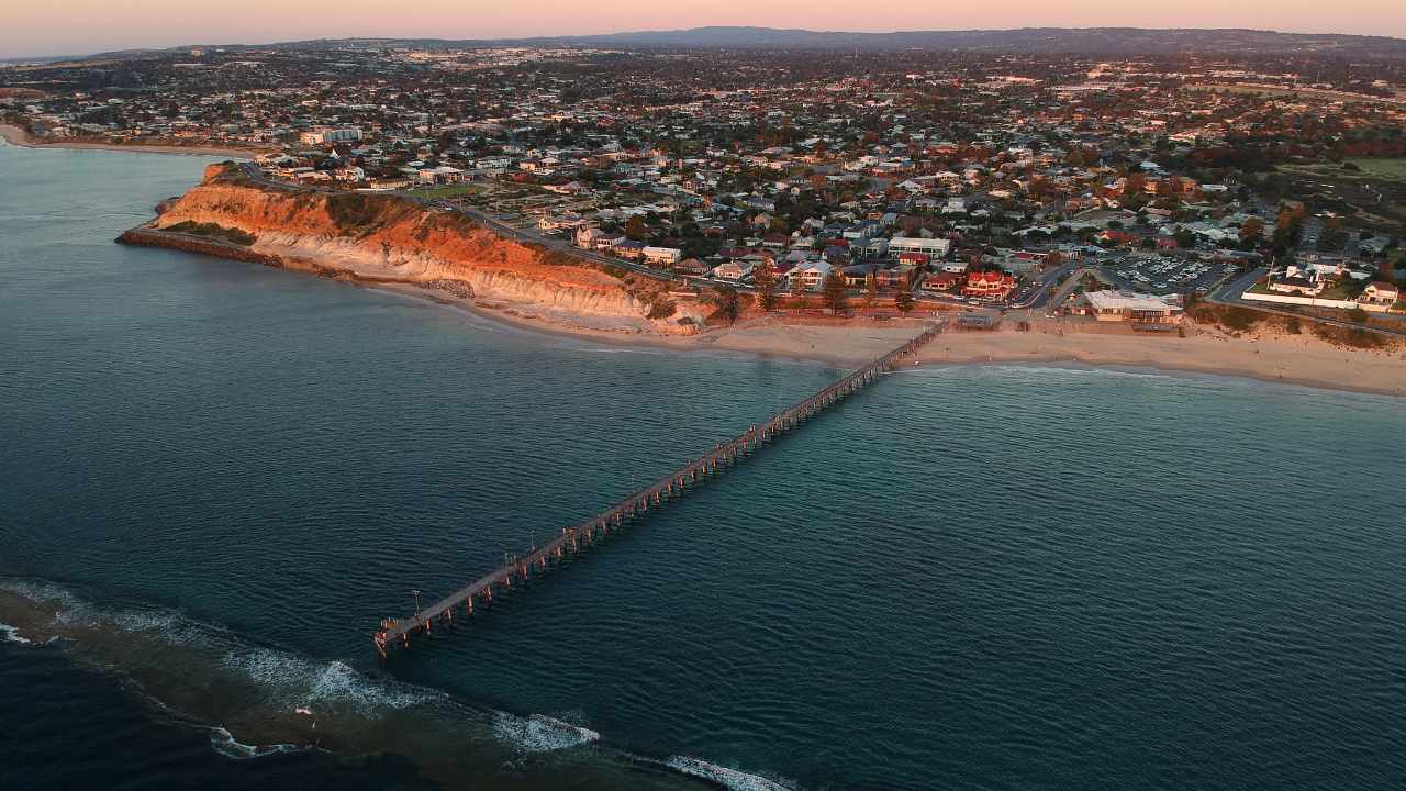 Drone photograph of Adelaide coastline CC BY 2.0 Luke Anderson @stuntguy3000